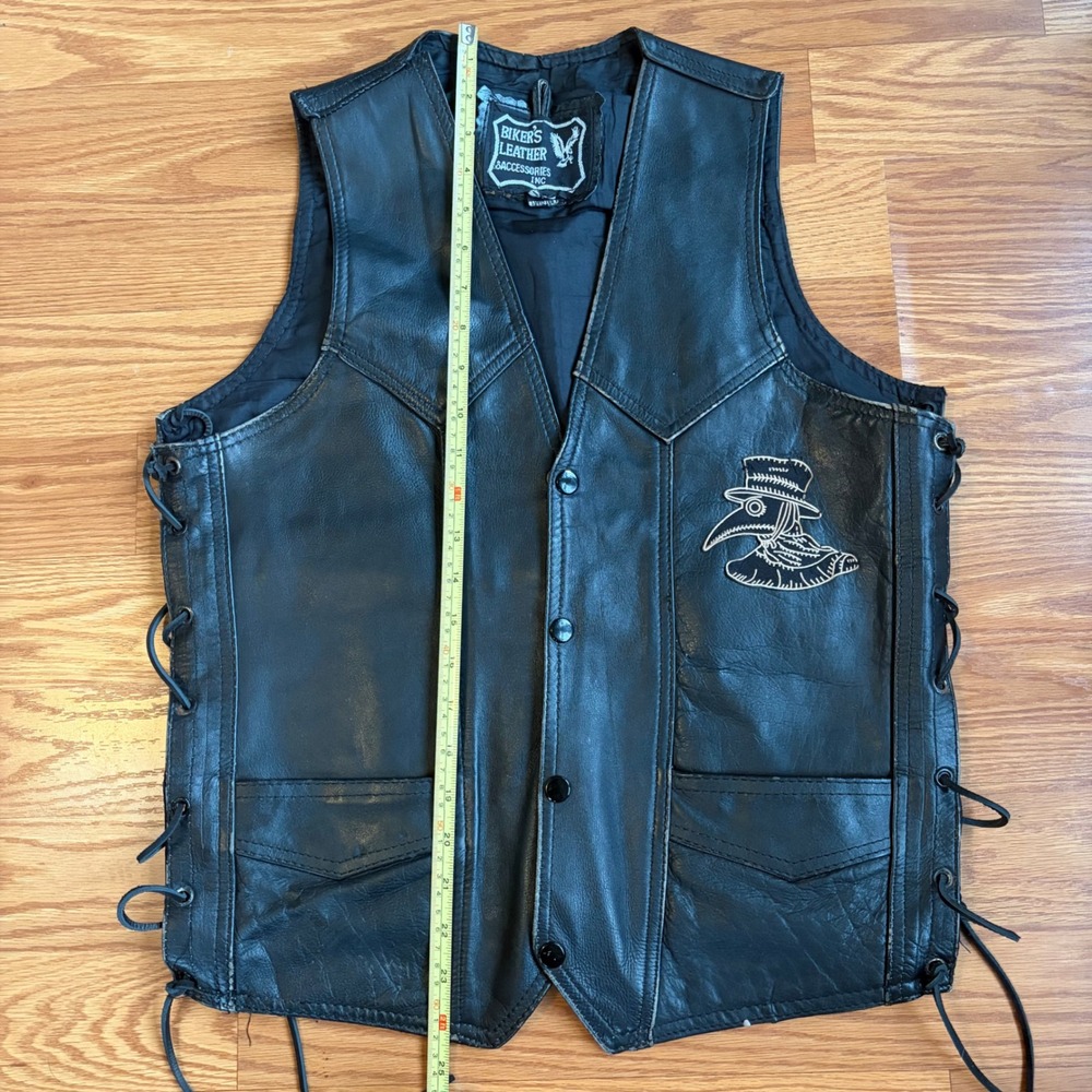 Vintage Biker's Leather Accessories Plague Doctor Vest Goth Grunge Biker Size 40 - Picture 6 of 11